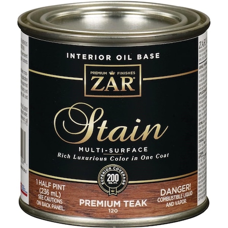 Zar Oil-Based Wood Stain, Premium Teak, 1/2 Pt. 12006
